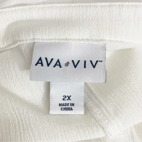 Ava & Viv Boho Gauzy Beautiful Tucked Balloon Sleeve White Tunic Top 2X - Picture 6 of 7